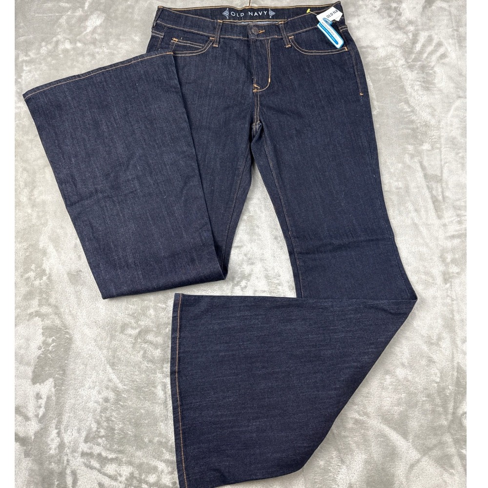 Old Navy Womens Dark Wash Flare Leg Denim Jeans Blue Stretch Size 10 Regular